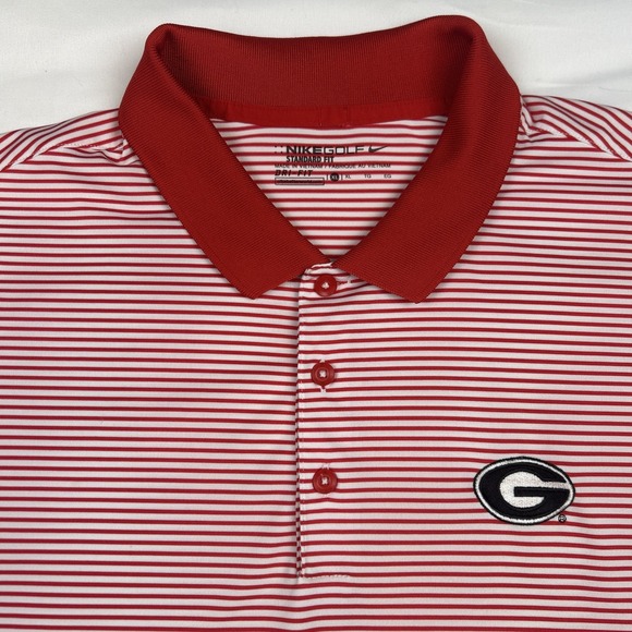Nike Other - Nike Golf Georgia Bulldogs Men's Polo Shirt Size XL Red White Striped UGA